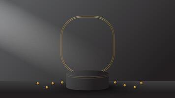 circle display podium black luxury gold modern presentation product background . stage empty dark design pedestal minimal showcase template space vector