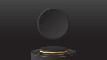 the circle display podium black luxury gold modern presentation product background . stage empty dark design pedestal minimal showcase template space stand. vector