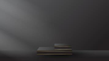 single display podium black luxury gold modern presentation product background . stage empty dark design pedestal minimal showcase template space vector