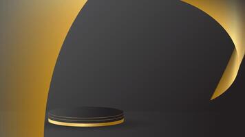 line gold display podium black luxury gold modern presentation product background . stage empty dark design pedestal minimal showcase template space vector