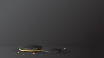 display podium black luxury gold modern presentation product background . stage empty dark design pedestal minimal showcase template space stand. modern vector