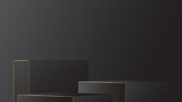 display podium black luxury gold modern presentation product background . stage empty dark design pedestal minimal showcase template space stand. reg vector
