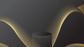 display podium black luxury gold modern presentation product background . stage empty dark design pedestal minimal showcase template space vector