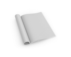 Blank notebook with blank pages on white background psd