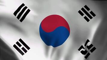 Seamless loop waving animation of the South Korea flag video