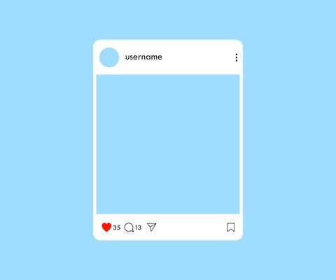 Social network blank layout mockup on blue background. Modern product advertisement template illustration