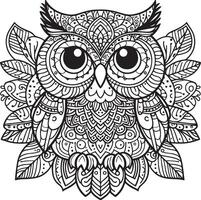 Enchanted Owl Line Art for Coloring Pure White Background vector