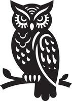 Elegant Owl Coloring Sheet White Backdrop vector
