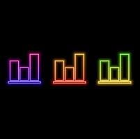 Pie chart Infographic chart Glowing neon line Infographic icon isolated on black background. Diagram graph sign. Colorful contour concept. blue color. vector