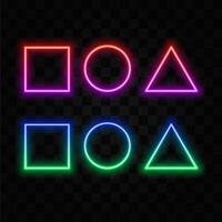 Neon gradient frames, set of bright borders, colorful futuristic interface design elements. vector
