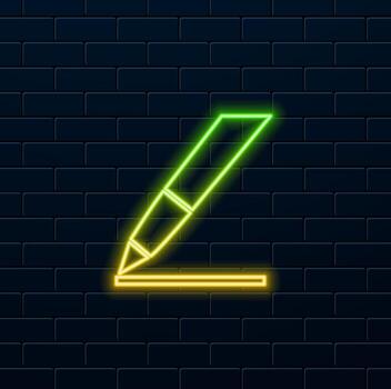 Signature line icon. Digital signature symbol. neon style. Biometric handwriting recognition. vector