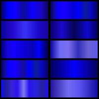 set of blue metallic gradients. Sample collection. Bright gradient. metallic texture vector