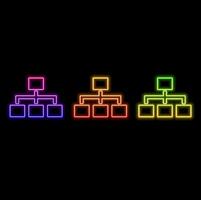 Organization structure or family tree icon set isolated. neon style. vector