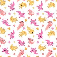 Seamless pattern with axolotl. vector