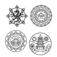 Elegant Chinese mandala design bundle with traditional patterns vector