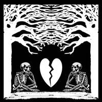 Skeletons with Broken Heart Artistic Gothic T Shirt Design vector