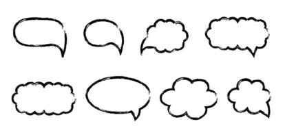 Speech bubble drawn with brush in doodle style. Chalk outline of cloud for text. Pencil element for quote. vector