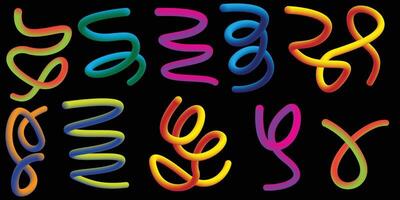 Colorful Wavy Ribbons with Smooth Gradient Lines and Elegant Spiral Elements vector