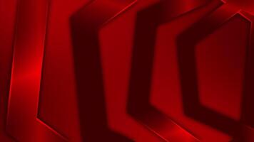 Red color rotating shiny and glossy hexagonal shapes luxury design loop able dark geometrical background video
