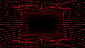 Red color wavy circular dots 3d tunnel modern design Loop-able dark geometrical background video