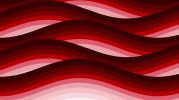 Red color wavy lines multiple shades gradient palette modern design loop able geometrical background video