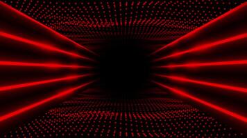red color circular dots neon lines 3d tunnel modern design Loop-able dark geometrical background video