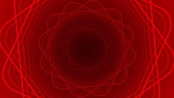 vermelho cor rotativo múltiplo quadrado forma linhas formando floral padronizar com 3d túnel moderno Projeto ciclo capaz Sombrio geométrico fundo video