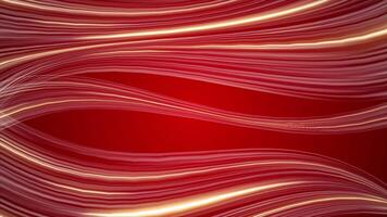 Red color moving luxury golden lines abstract design seamless gradient background video