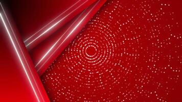 Red color glowing and shiny rotating circular dots with luxury lines gradient design background for presentation purpose video