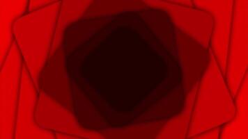 Red color rotating multiple square shapes gradient design loop able geometrical background video