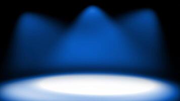 Royal blue color three moving spot light optical light rays forming reflection on floor spot light design Loop-able dark background video