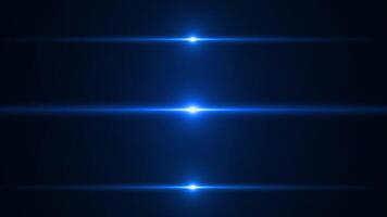 Royal blue color three shiny flickering optical flair light rays modern design Loop-able black background video