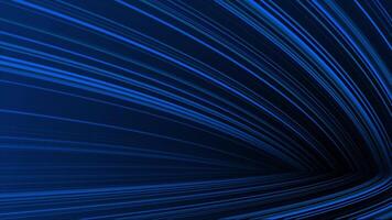 Royal blue multiple diagonal lines moving in 3d space forming water reflection on floor hi-tech design dark technology background video