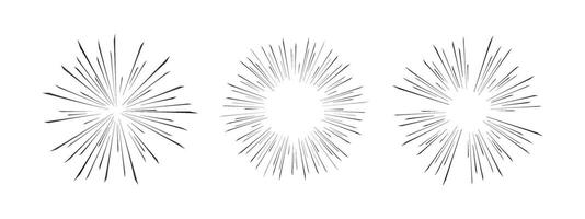 A set of radial lines for comics. Speed Effects. illustration, abstract explosions, space flash and dynamic effects for anime and manga scenes. vector