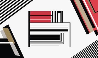 A black and white geometric pattern with red and white stripes vector