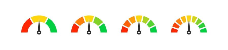 Speedometer icon. Tachometer indicator. Dashboard scale. Meter measure. Power gauge. vector