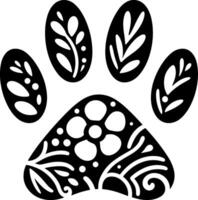 Floral Paw Print with Botanical Elements vector