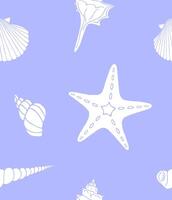 Seamless pattern of shell and sea star vector
