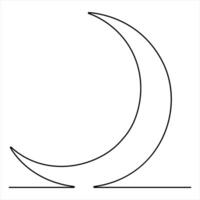 Single line art continuous drawing of crescent moon for Ramadan element simple crescent moon line art style illustration vector