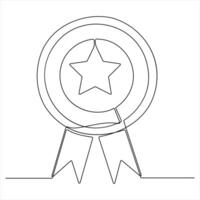 Award Badge one line continuous Line Art vector