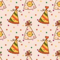 Seamless pattern with colorful party hats and confetti. Element for print, texture, fabric, wrap. illustration on a isolated background vector
