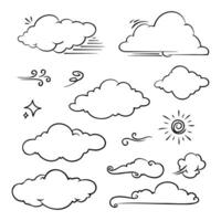 The illustration displays cloud patterns in a dynamic form vector