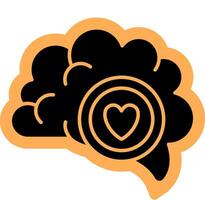 A black and orange brain with a heart in it vector