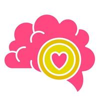 A pink brain with a heart in the middle vector