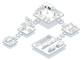 Smart logistics leverages AGV Automated Guided Vehicles along with warehouse management and IoT transportation to optimize supply chain operations. vector