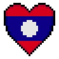 Laos flag with heart shape in pixel art style vector