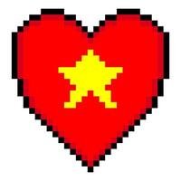 Vietnam flag with heart shape in pixel art style vector