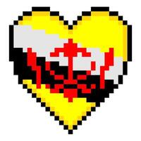 Brunei flag with heart shape in pixel art style vector