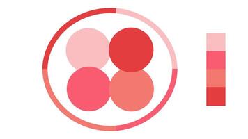 Rose Quartz, Red, Coral, Cinnabar circle color palette. Trend color guide palette catalog samples in rgb hex. Color palette for fashion designers, business, and paints colors company vector
