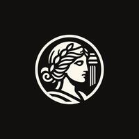 a woman's head in a circle with a crown on it vector